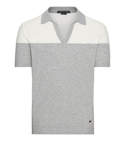 Bi-Colour Structured Knitted Polo mwht/lgry M
