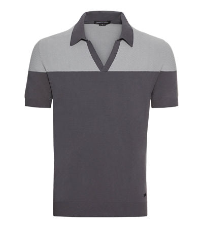 Bi-Colour Structured Knitted Polo gry/asph M